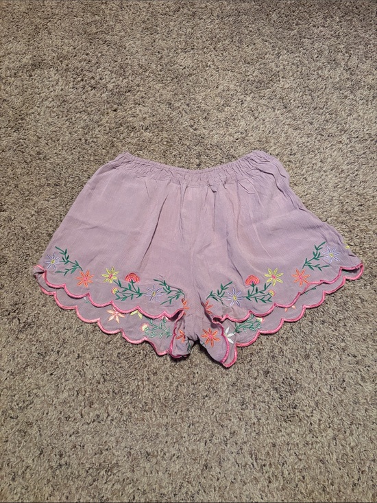 Love Tree Pants - Love Tree Boho Lilac Floral Embroidered Shorts S